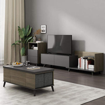 5 Pieces Lift Top Coffee Table Set with Storage Convertible Dining Table with Ottomans-Richsoul-Coffee Tables,Furniture,Living Room Furniture